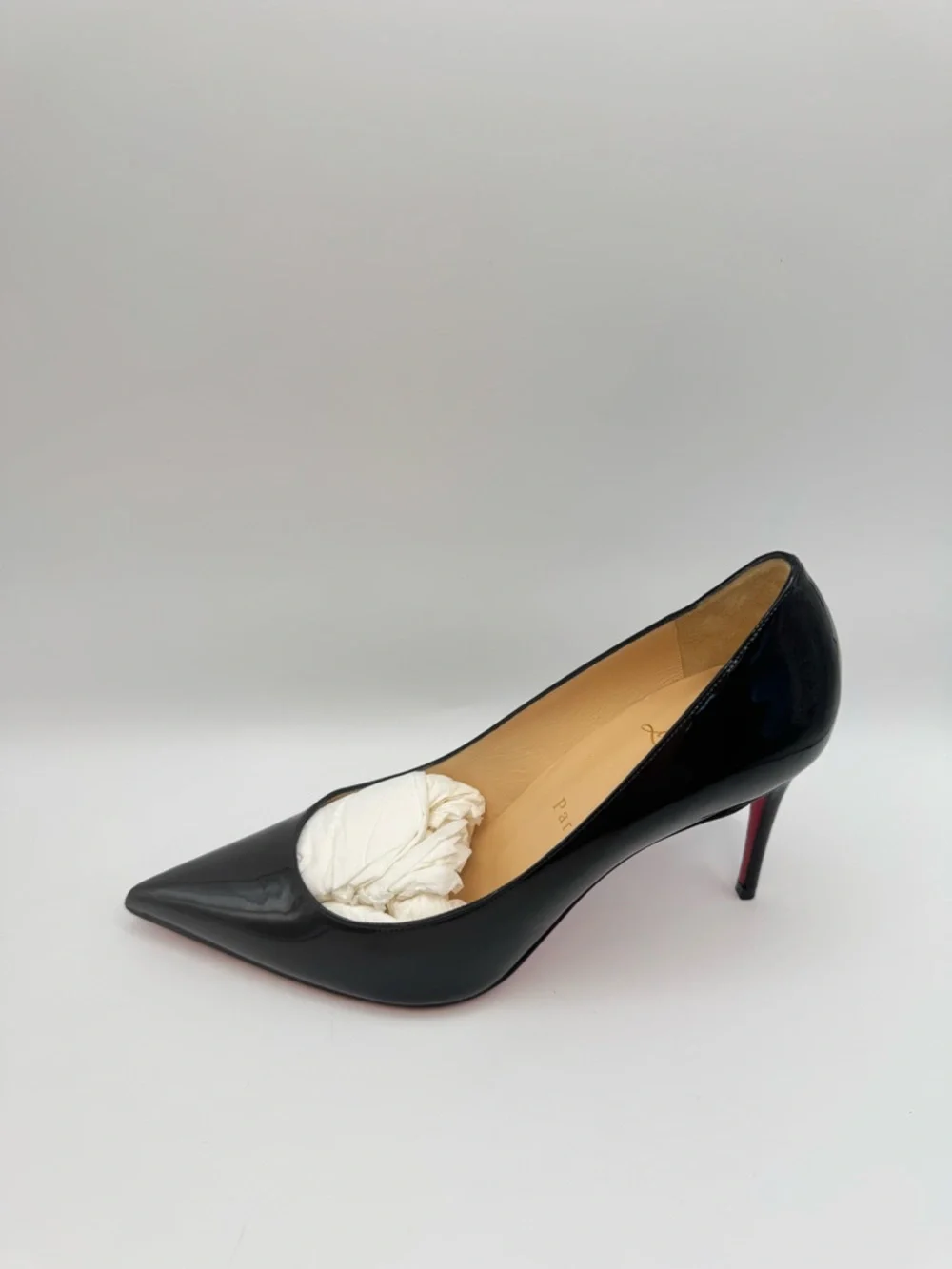 Christian Louboutin Kate 85 Black Patent Pump Heel Size 36 EU 6 US w Box - Picture 3 of 9